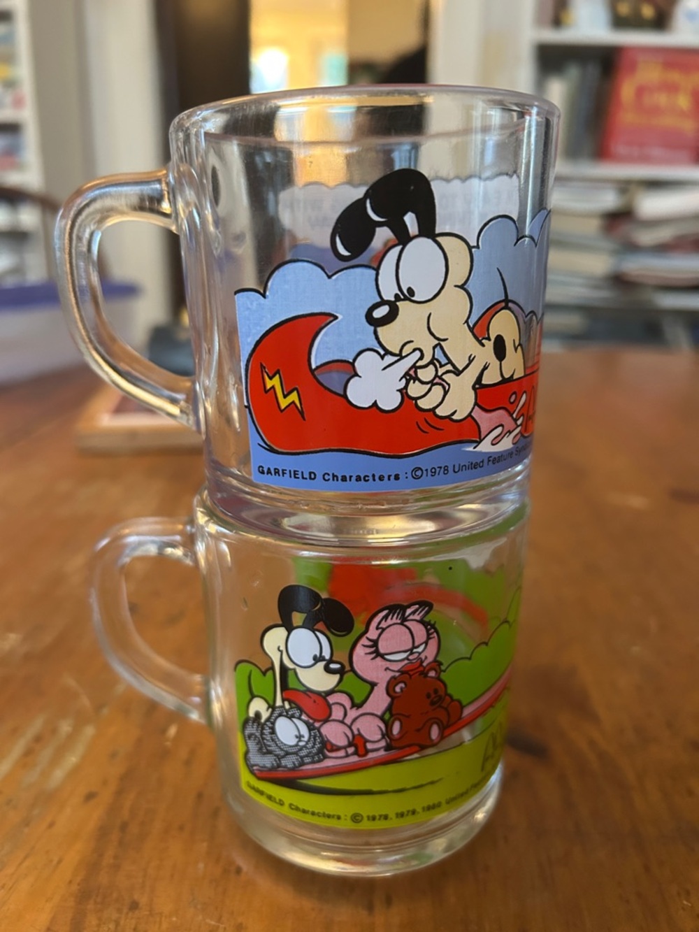McDonald's Clear Glass Mug Set with Red, Green, Pink Character Artwork